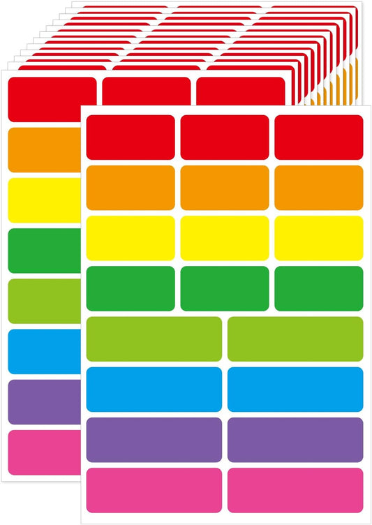 STARLIBOO Removable Labels, Removable Colored Labels Stickers, Self-Adhesive Rectangular Stickers Water/Oil/Tear Resistant for Storage/Classroom/Home (2 Size, 300 Labels)