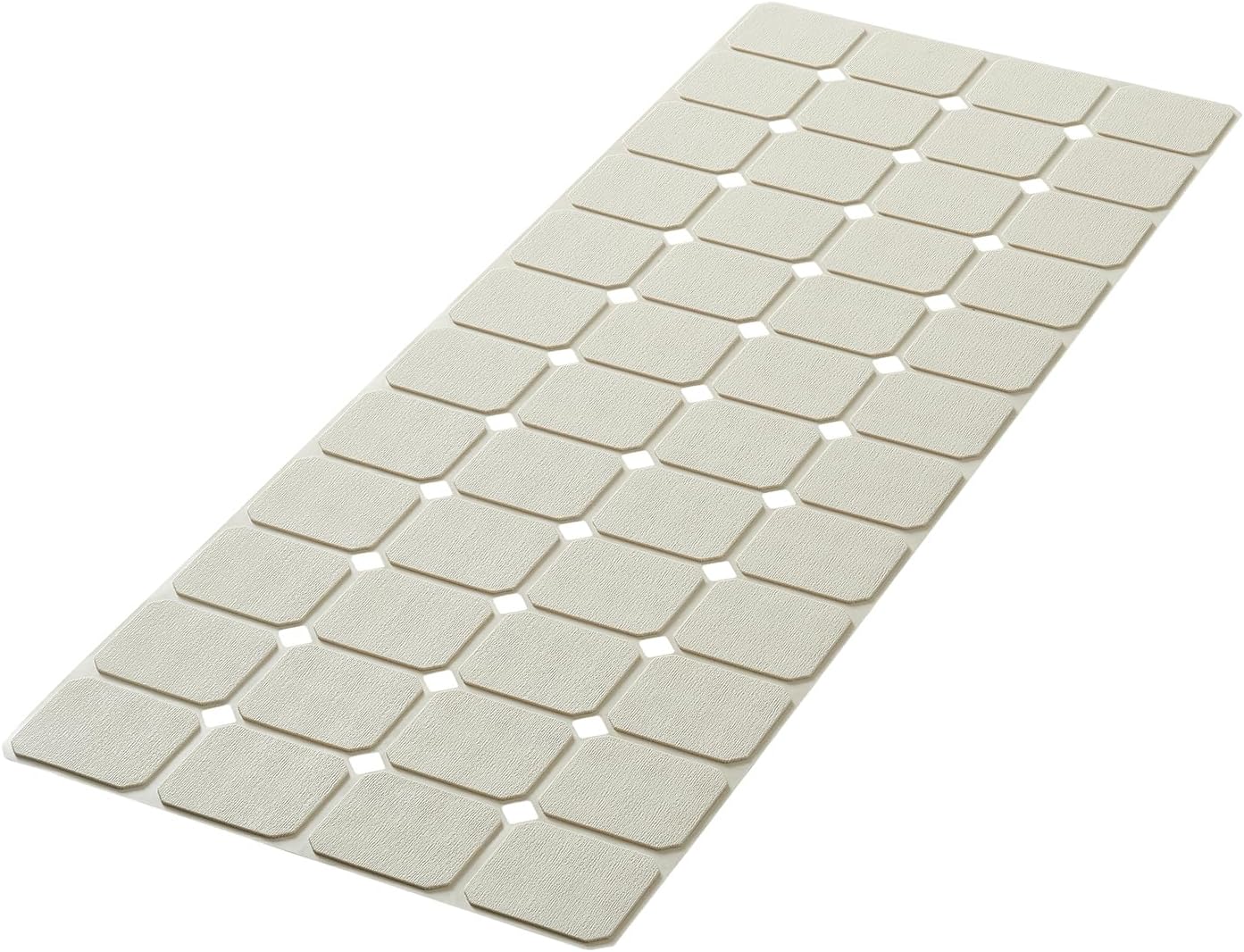 Bathtub Mat Non Slip Silicone Foldable Extra Long Tub Mat Strong Suction Cups & Large Drain Holes, Durable,Machine Washable for Smooth Surfaces Shower Mat, Ideal for Families Beige,15"x40" Beige
