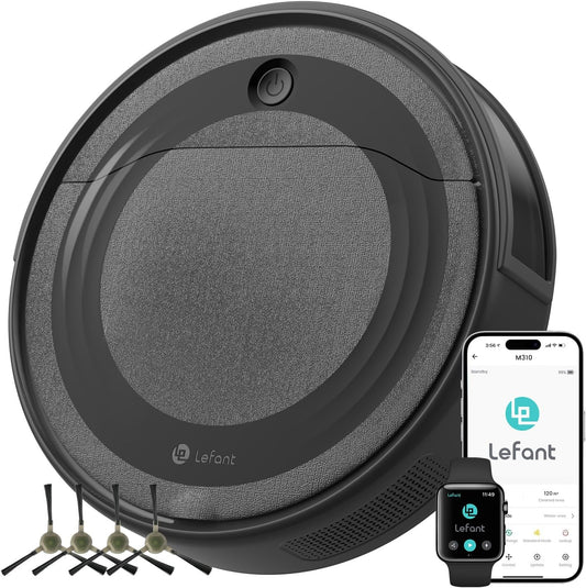 Lefant M310 Robot Vacuum Cleaner, 4500Pa Powerful Suction, PreciSense Obstacle Avoidance, Mini, Quite, 160 Mins Self-Charging Robotic Vacuums, App/Voice/Remote, Ideal for Pet Hair Hard Floors, Black