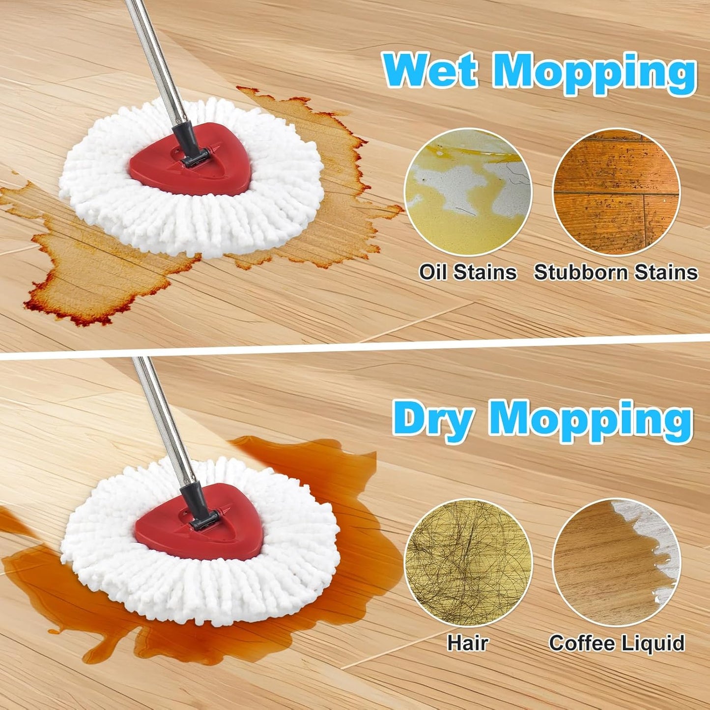 Mop Replace Head for O Cedar, Mop Handle for Ocedar, Mops Heads Replacements for Ocedar Countains Mop Handles Mop Replace Heads for O Cedar 1 Tank Spin Mops