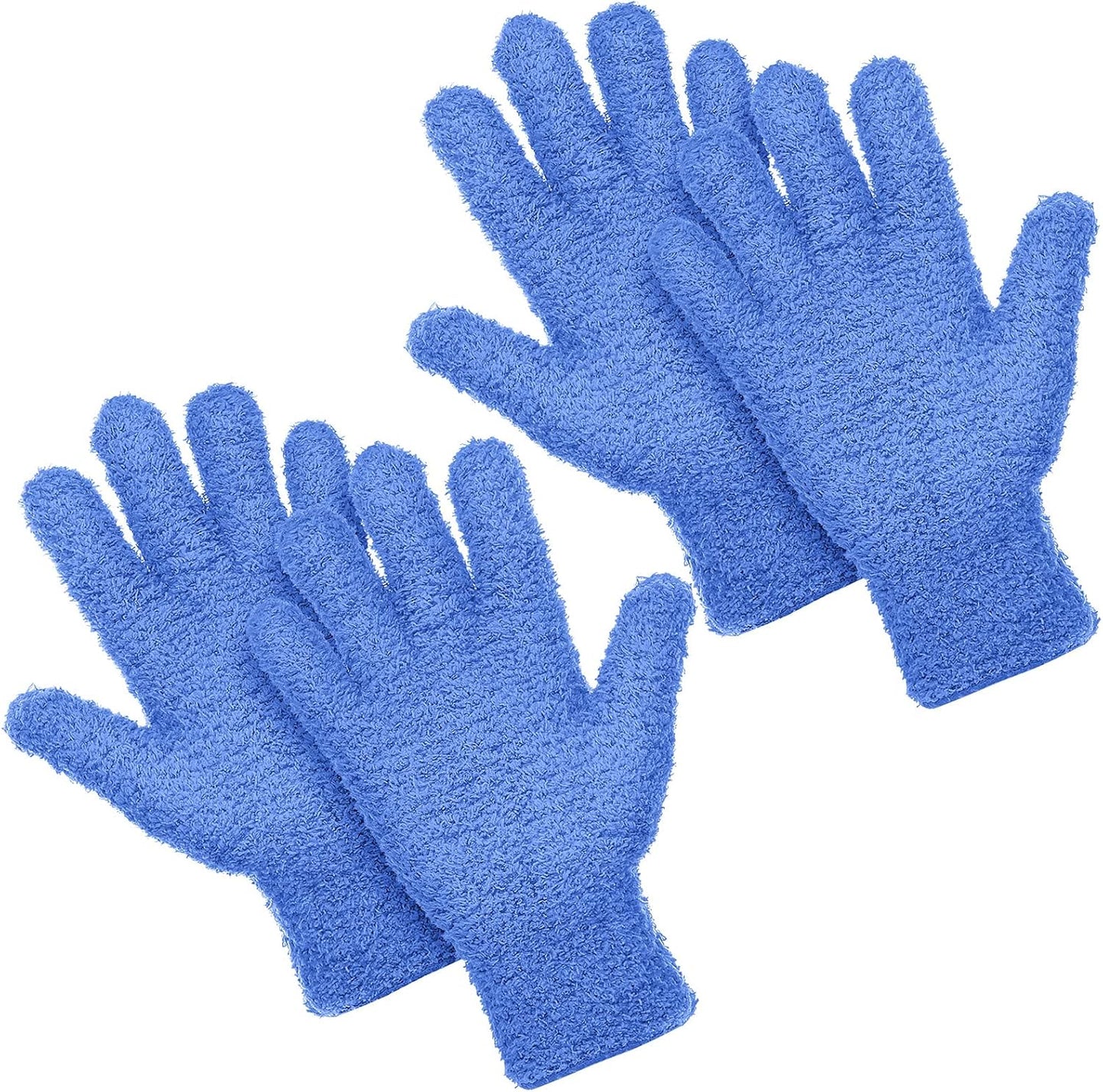 Patelai Microfiber Gloves for Plants Dusting Cleaning Glove Mittens, Navy Blue, 4 Count